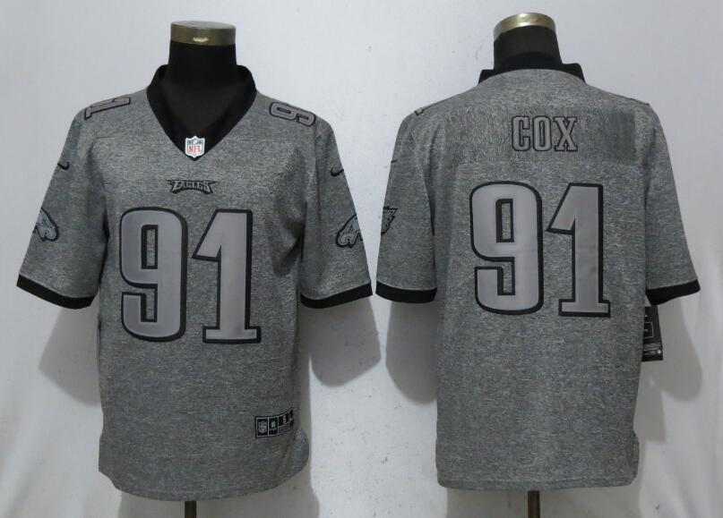 Men Philadelphia Eagles 91 Cox Gray Vapor Untouchable Stitched Gridiron Limited Nike NFL Jerseys